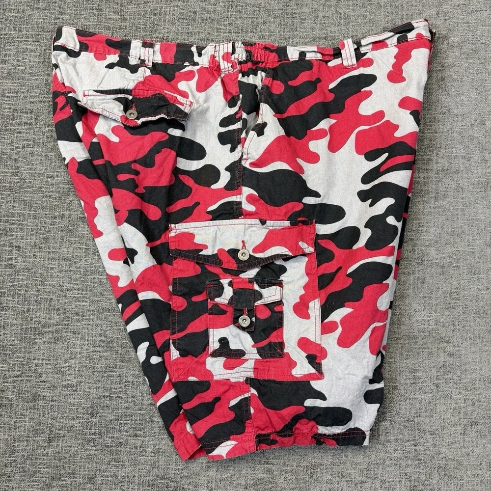 King‎ Size Cargo Shorts Mens 48 Big Red Camo Military Utility Elastic Waist